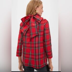 Tuckernuck Royal Stewart Tartan Faye Bow red blouse NEW NWT LARGE and medium